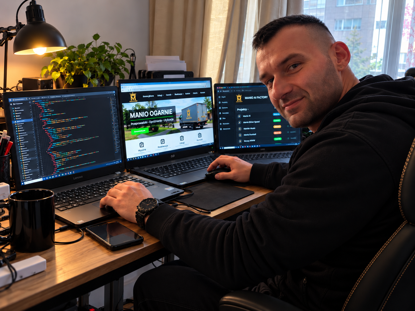 Właściciel MANIO OGARNIE pracujący nad stronami internetowymi i aplikacjami